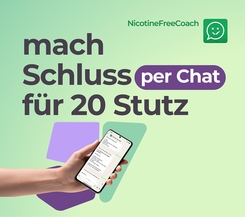 Mach Schluss per Chat - Nikotinstopp mit Whatsapp - Suchtberatung ags - Kanton Aargau